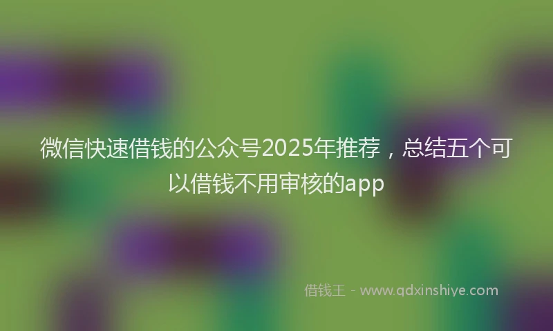 微信快速借钱的公众号2025年推荐，总结五个可以借钱不用审核的app
