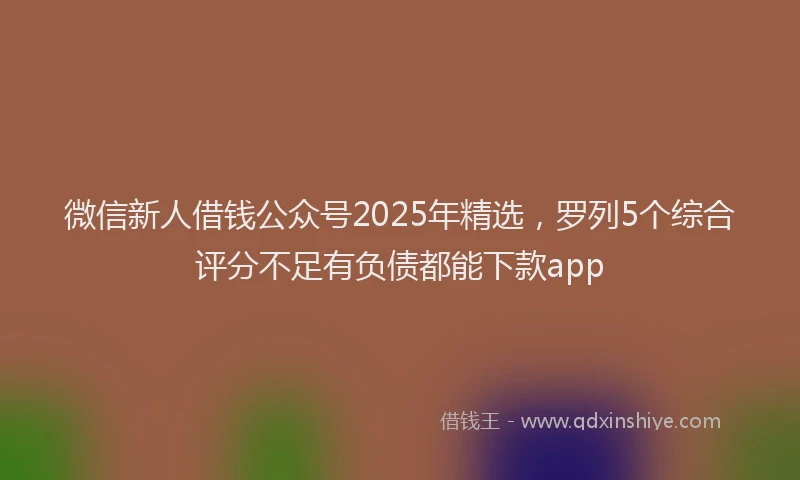 微信新人借钱公众号2025年精选，罗列5个综合评分不足有负债都能下款app