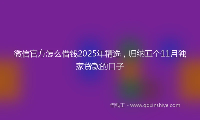 微信官方怎么借钱2025年精选，归纳五个11月独家贷款的口子