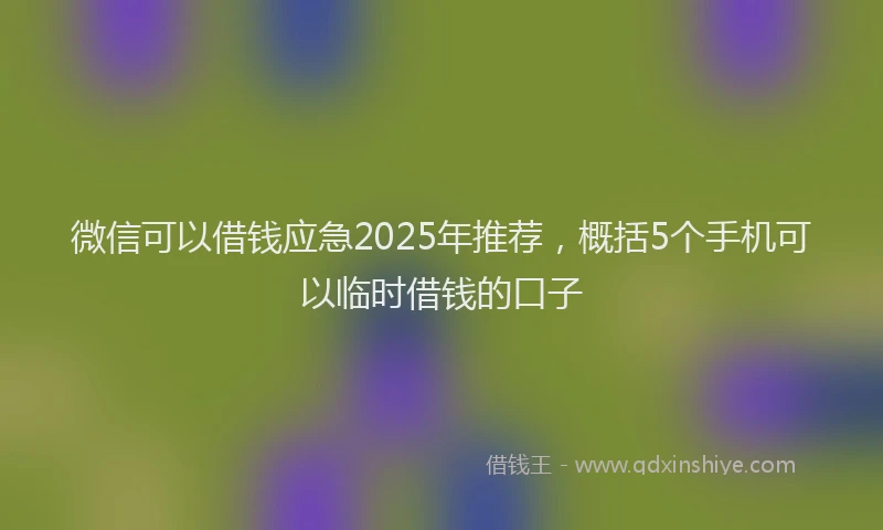 微信可以借钱应急2025年推荐，概括5个手机可以临时借钱的口子