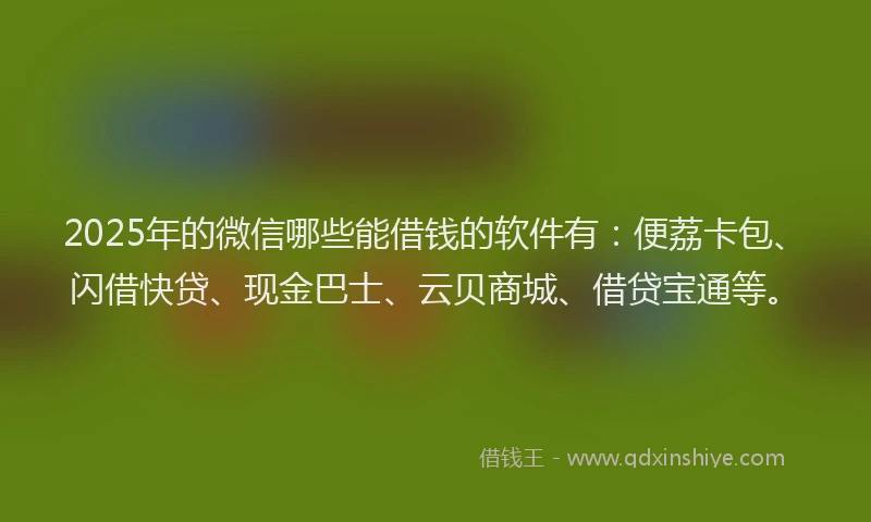 2025年的微信哪些能借钱的软件有：便荔卡包、闪借快贷、现金巴士、云贝商城、借贷宝通等。