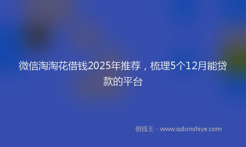 微信淘淘花借钱2025年推荐，梳理5个12月能贷款的平台