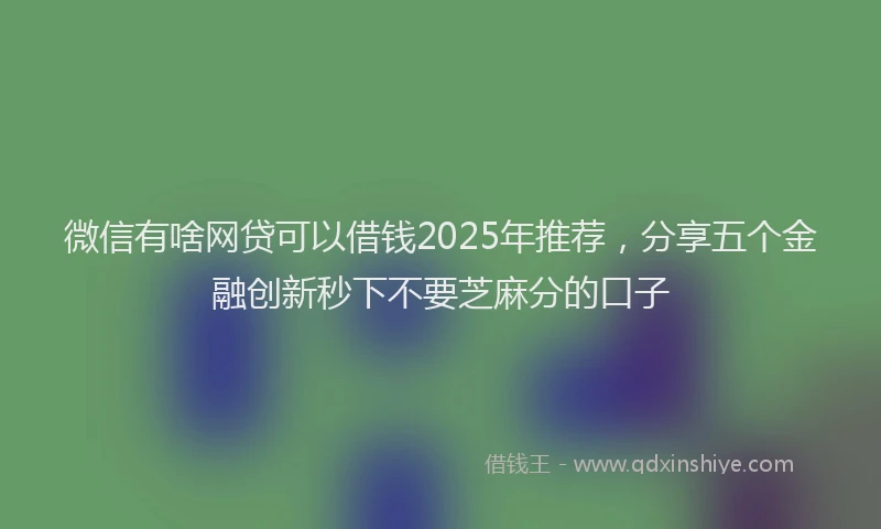 微信有啥网贷可以借钱2025年推荐，分享五个金融创新秒下不要芝麻分的口子