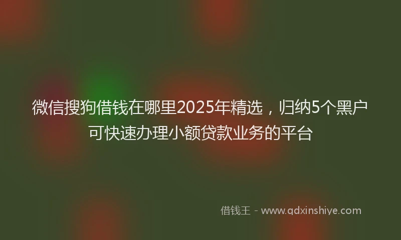 微信搜狗借钱在哪里2025年精选，归纳5个黑户可快速办理小额贷款业务的平台