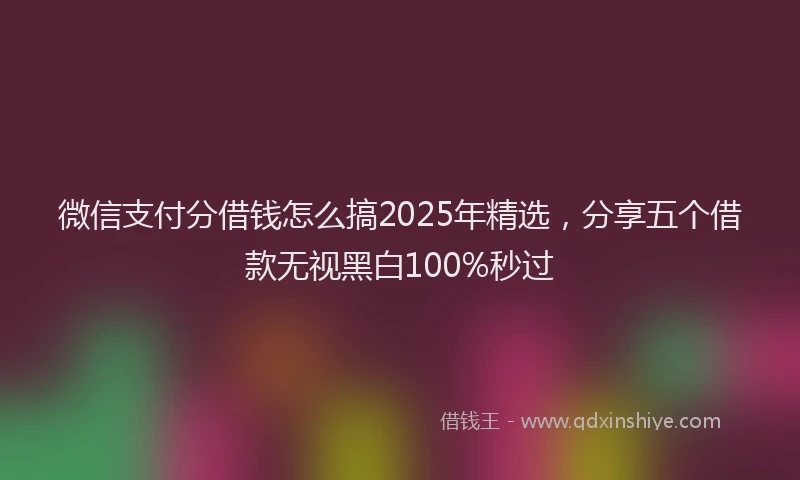 微信支付分借钱怎么搞2025年精选，分享五个借款无视黑白100%秒过