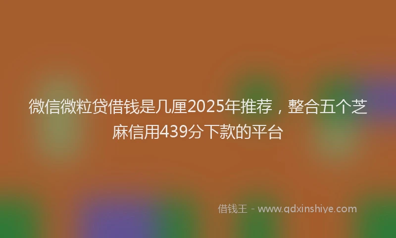 微信微粒贷借钱是几厘2025年推荐，整合五个芝麻信用439分下款的平台