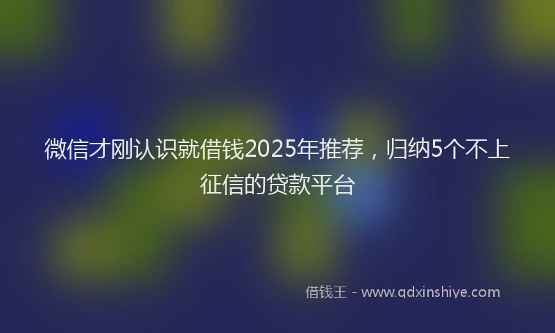 微信才刚认识就借钱2025年推荐，归纳5个不上征信的贷款平台