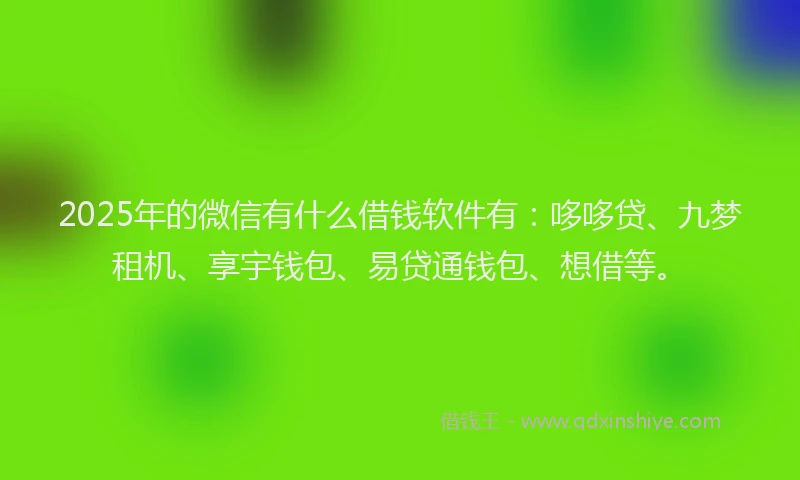 2025年的微信有什么借钱软件有：哆哆贷、九梦租机、享宇钱包、易贷通钱包、想借等。