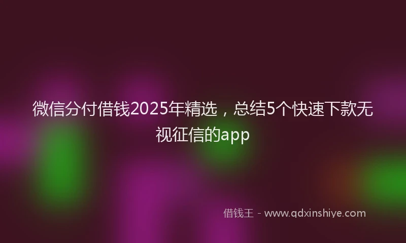 微信分付借钱2025年精选，总结5个快速下款无视征信的app