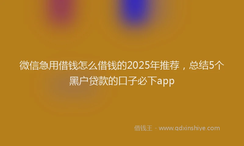 微信急用借钱怎么借钱的2025年推荐，总结5个黑户贷款的口子必下app
