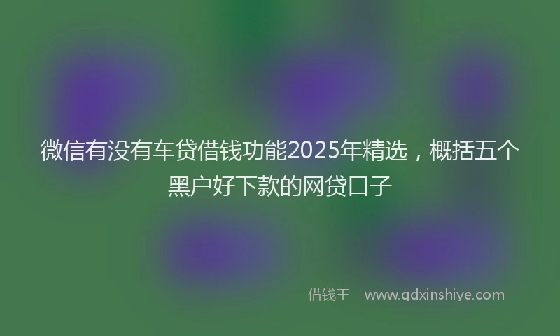 微信有没有车贷借钱功能2025年精选，概括五个黑户好下款的网贷口子