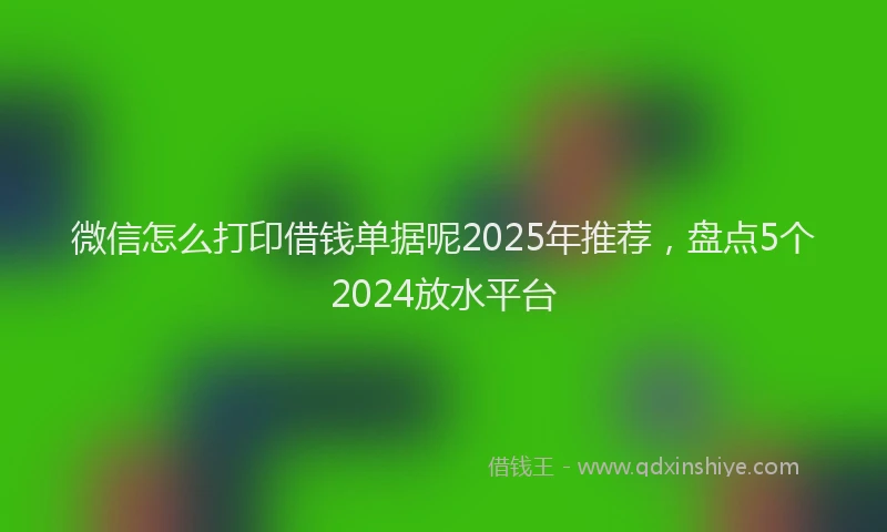 微信怎么打印借钱单据呢2025年推荐，盘点5个2024放水平台