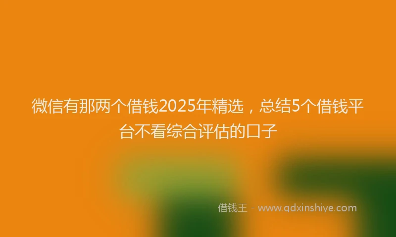 微信有那两个借钱2025年精选，总结5个借钱平台不看综合评估的口子