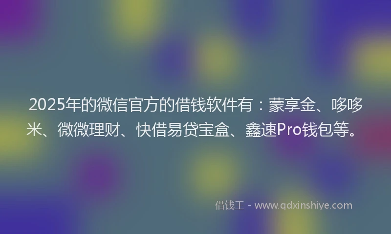 2025年的微信官方的借钱软件有：蒙享金、哆哆米、微微理财、快借易贷宝盒、鑫速Pro钱包等。