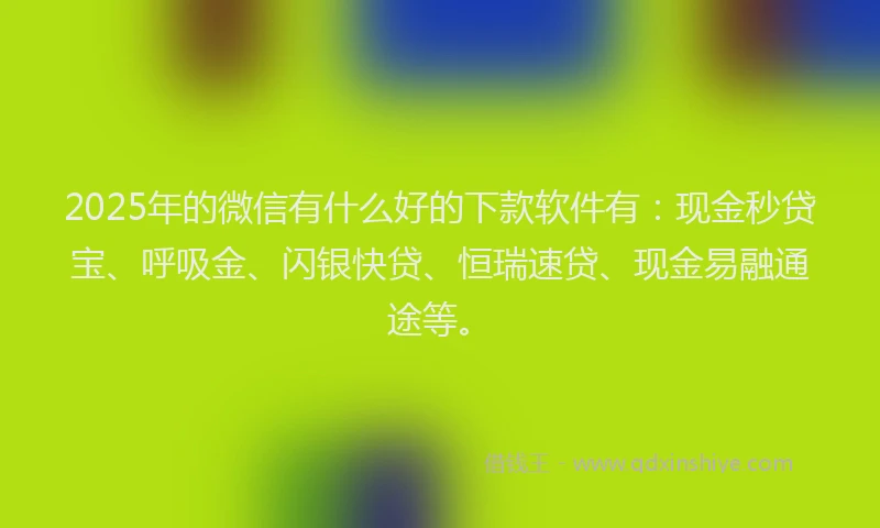 2025年的微信有什么好的下款软件有：现金秒贷宝、呼吸金、闪银快贷、恒瑞速贷、现金易融通途等。