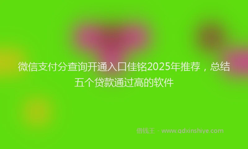 微信支付分查询开通入口佳铭2025年推荐，总结五个贷款通过高的软件