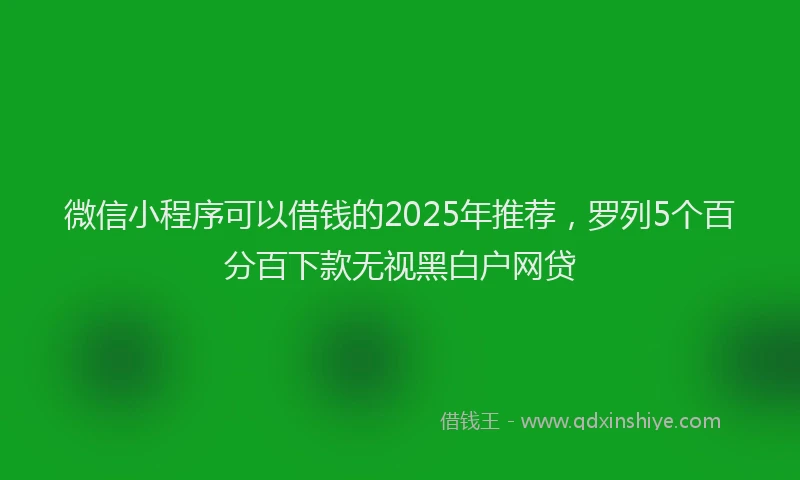 微信小程序可以借钱的2025年推荐，罗列5个百分百下款无视黑白户网贷