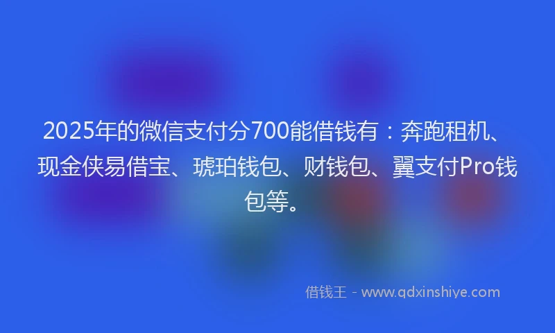 2025年的微信支付分700能借钱有：奔跑租机、现金侠易借宝、琥珀钱包、财钱包、翼支付Pro钱包等。
