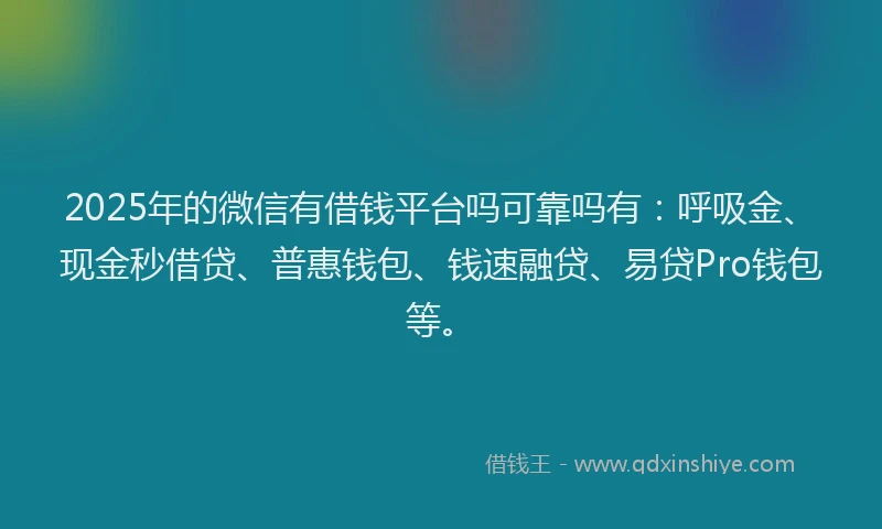 2025年的微信有借钱平台吗可靠吗有：呼吸金、现金秒借贷、普惠钱包、钱速融贷、易贷Pro钱包等。