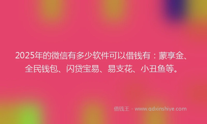 2025年的微信有多少软件可以借钱有：蒙享金、全民钱包、闪贷宝易、易支花、小丑鱼等。