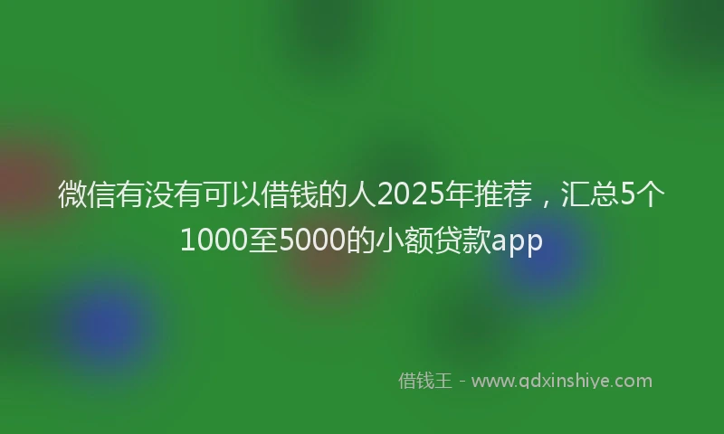 微信有没有可以借钱的人2025年推荐，汇总5个1000至5000的小额贷款app