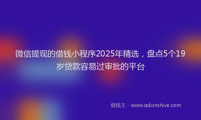 微信提现的借钱小程序2025年精选，盘点5个19岁贷款容易过审批的平台
