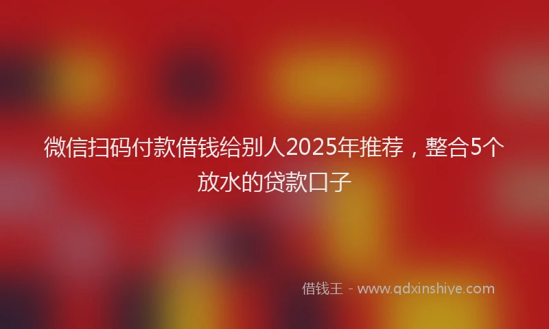 微信扫码付款借钱给别人2025年推荐，整合5个放水的贷款口子