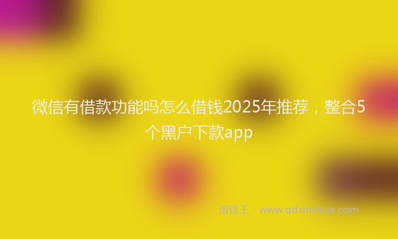 微信有借款功能吗怎么借钱2025年推荐，整合5个黑户下款app