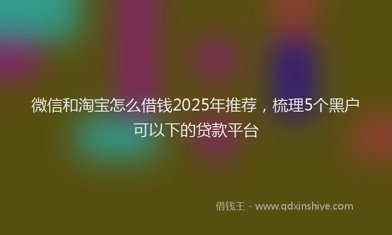 微信和淘宝怎么借钱2025年推荐，梳理5个黑户可以下的贷款平台