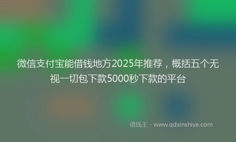 微信支付宝能借钱地方2025年推荐，概括五个无视一切包下款5000秒下款的平台