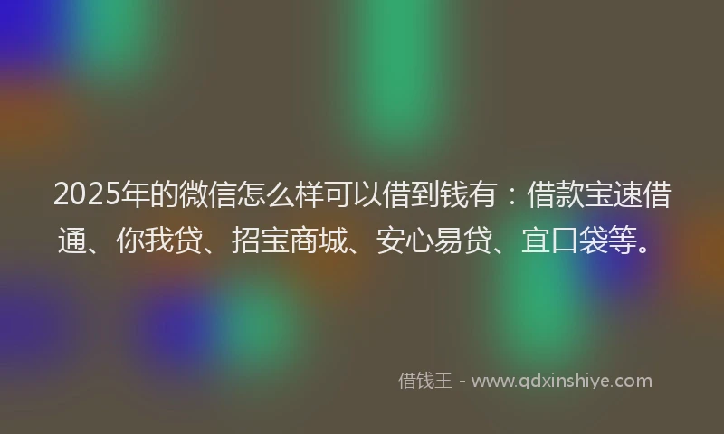 2025年的微信怎么样可以借到钱有：借款宝速借通、你我贷、招宝商城、安心易贷、宜口袋等。
