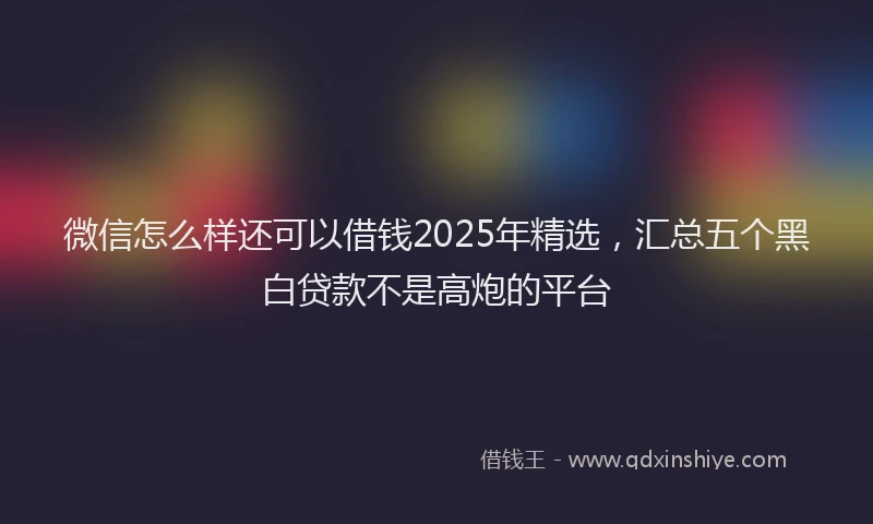 微信怎么样还可以借钱2025年精选，汇总五个黑白贷款不是高炮的平台