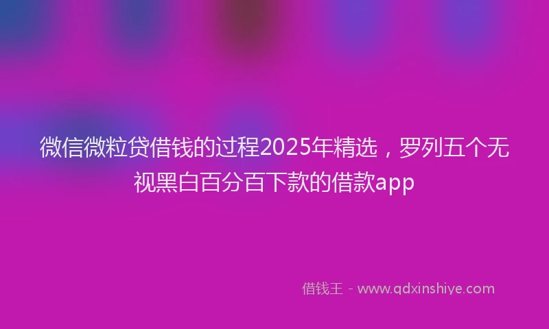 微信微粒贷借钱的过程2025年精选，罗列五个无视黑白百分百下款的借款app