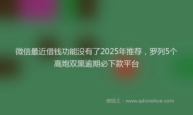 微信最近借钱功能没有了2025年推荐，罗列5个高炮双黑逾期必下款平台