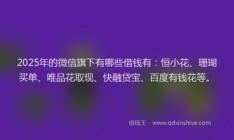 2025年的微信旗下有哪些借钱有：恒小花、珊瑚买单、唯品花取现、快融贷宝、百度有钱花等。