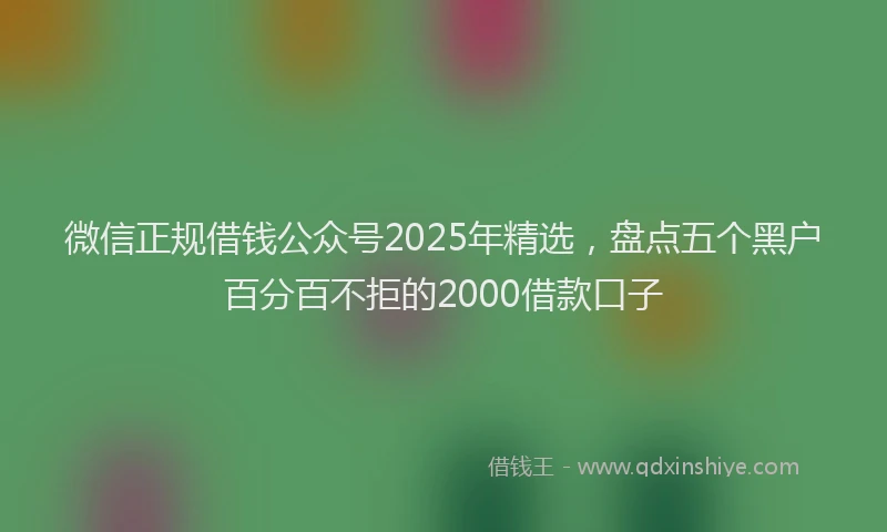 微信正规借钱公众号2025年精选，盘点五个黑户百分百不拒的2000借款口子