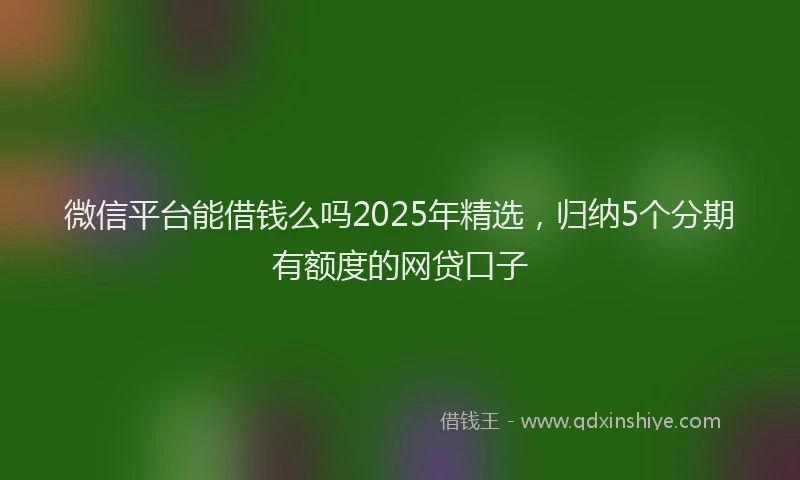 微信平台能借钱么吗2025年精选，归纳5个分期有额度的网贷口子