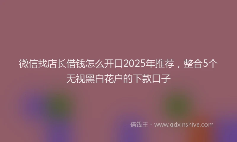 微信找店长借钱怎么开口2025年推荐，整合5个无视黑白花户的下款口子