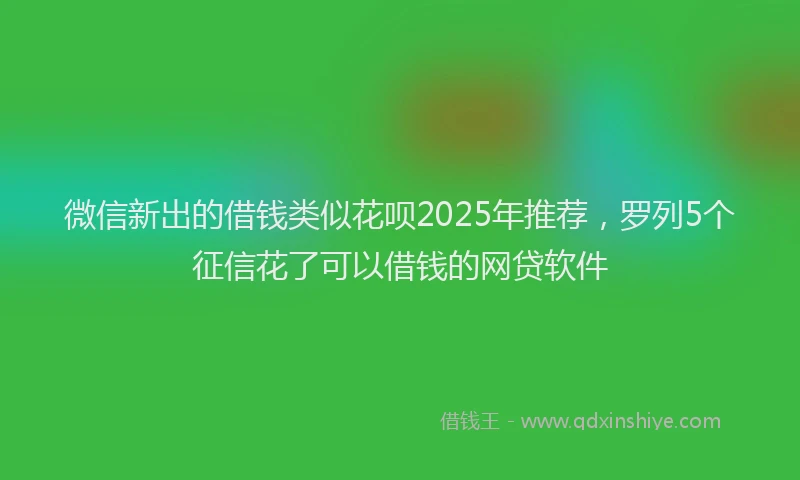 微信新出的借钱类似花呗2025年推荐，罗列5个征信花了可以借钱的网贷软件