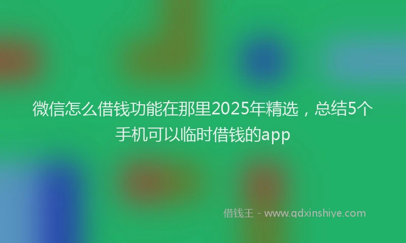 微信怎么借钱功能在那里2025年精选，总结5个手机可以临时借钱的app