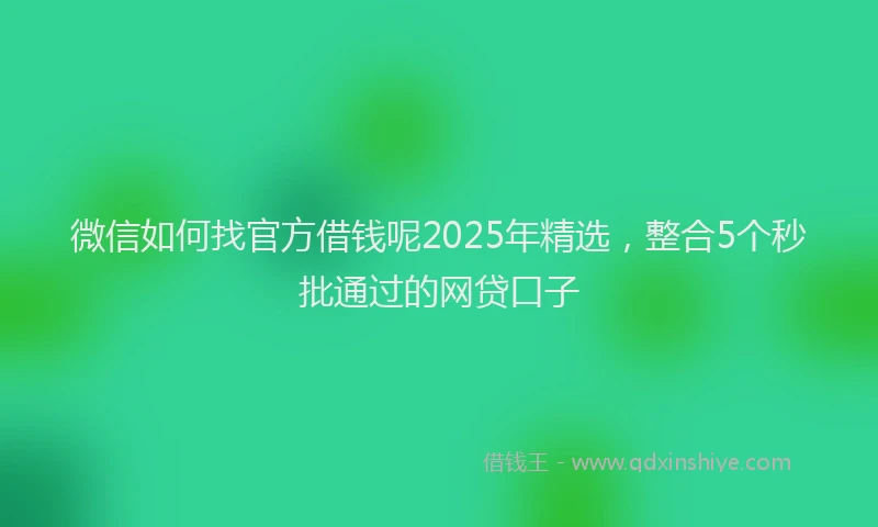 微信如何找官方借钱呢2025年精选，整合5个秒批通过的网贷口子