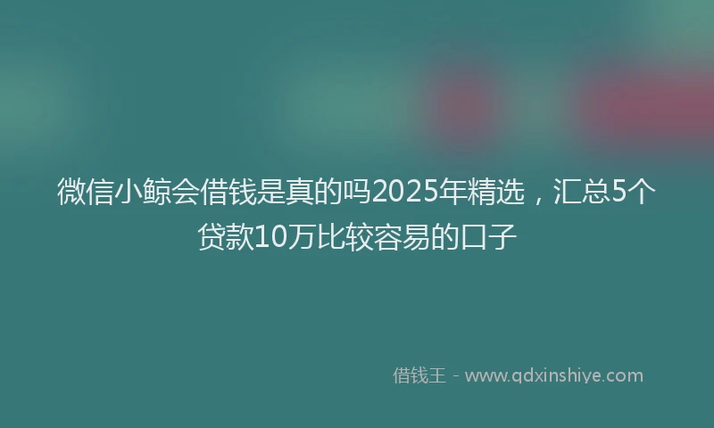 微信小鲸会借钱是真的吗2025年精选，汇总5个贷款10万比较容易的口子