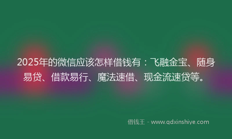 2025年的微信应该怎样借钱有：飞融金宝、随身易贷、借款易行、魔法速借、现金流速贷等。
