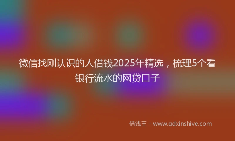 微信找刚认识的人借钱2025年精选，梳理5个看银行流水的网贷口子