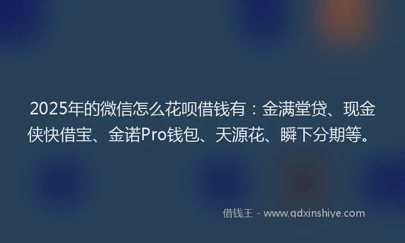 2025年的微信怎么花呗借钱有：金满堂贷、现金侠快借宝、金诺Pro钱包、天源花、瞬下分期等。