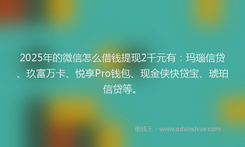 2025年的微信怎么借钱提现2千元有：玛瑙信贷、玖富万卡、悦享Pro钱包、现金侠快贷宝、琥珀信贷等。