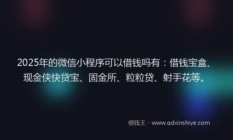 2025年的微信小程序可以借钱吗有：借钱宝盒、现金侠快贷宝、固金所、粒粒贷、射手花等。