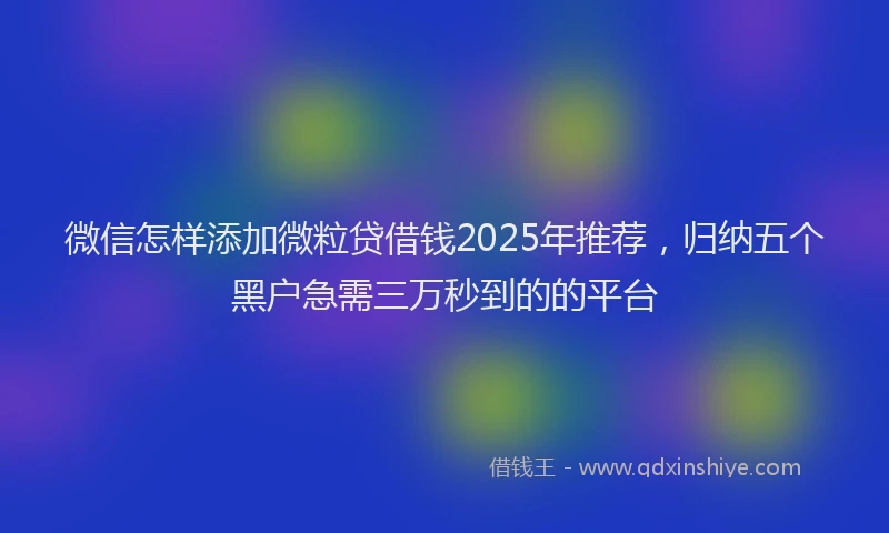 微信怎样添加微粒贷借钱2025年推荐，归纳五个黑户急需三万秒到的的平台