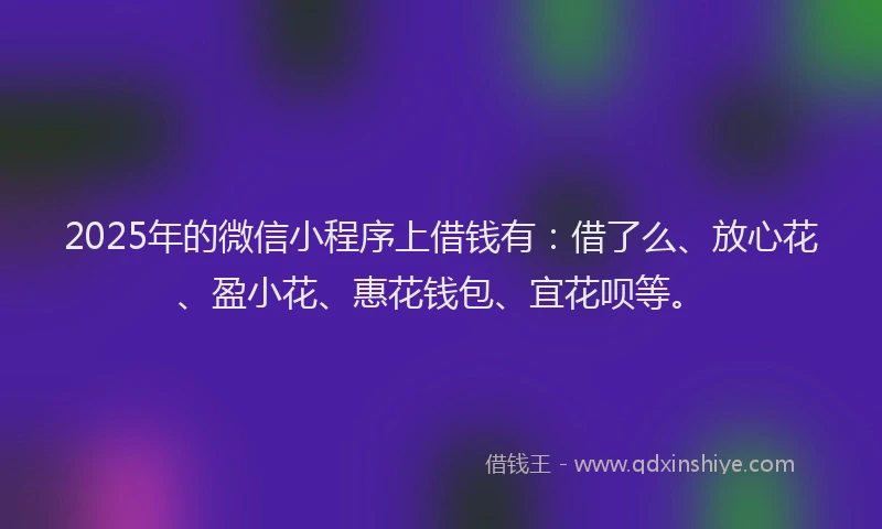 2025年的微信小程序上借钱有：借了么、放心花、盈小花、惠花钱包、宜花呗等。