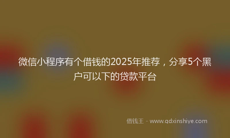 微信小程序有个借钱的2025年推荐，分享5个黑户可以下的贷款平台